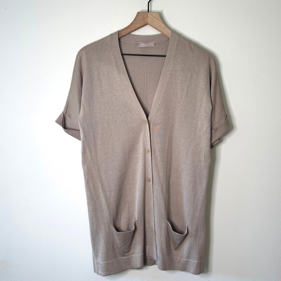 Bruno Manetti Cardigan Women's Short Sleeve Silk Blend Knitwear Pockets - Picture 1 of 5